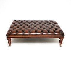 Large Antique Victorian Style Leather Stool / Coffee Table