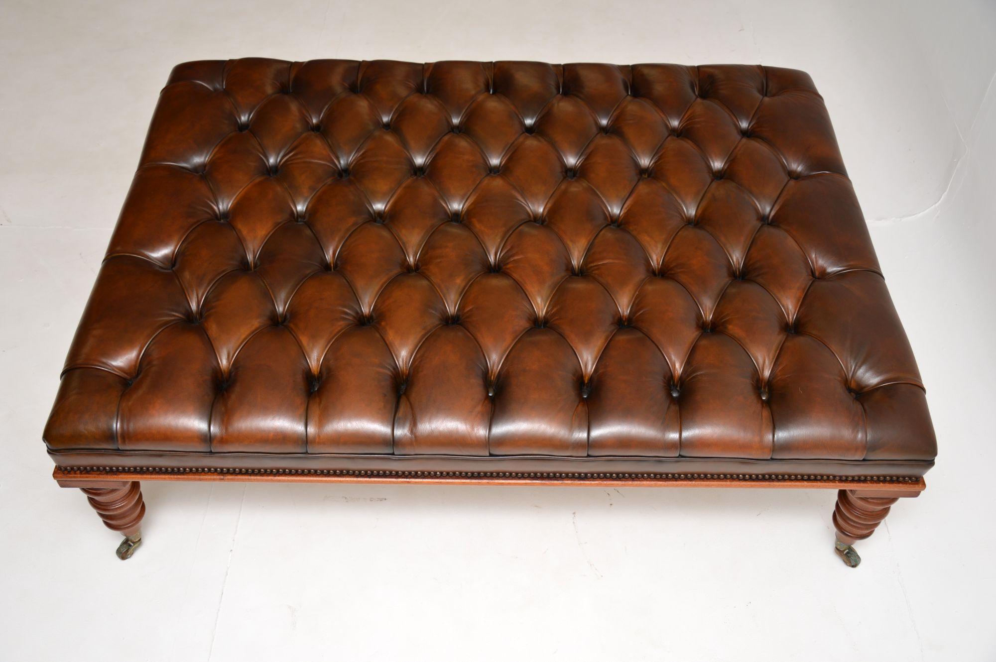 Large Antique Victorian Style Leather Stool / Coffee Table In Good Condition In London, GB