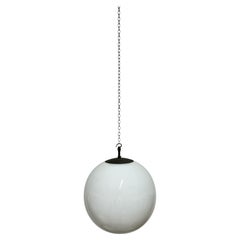 Large Antique Vintage Church Opaline Milk Glass Globe Ceiling Pendant Light Lamp