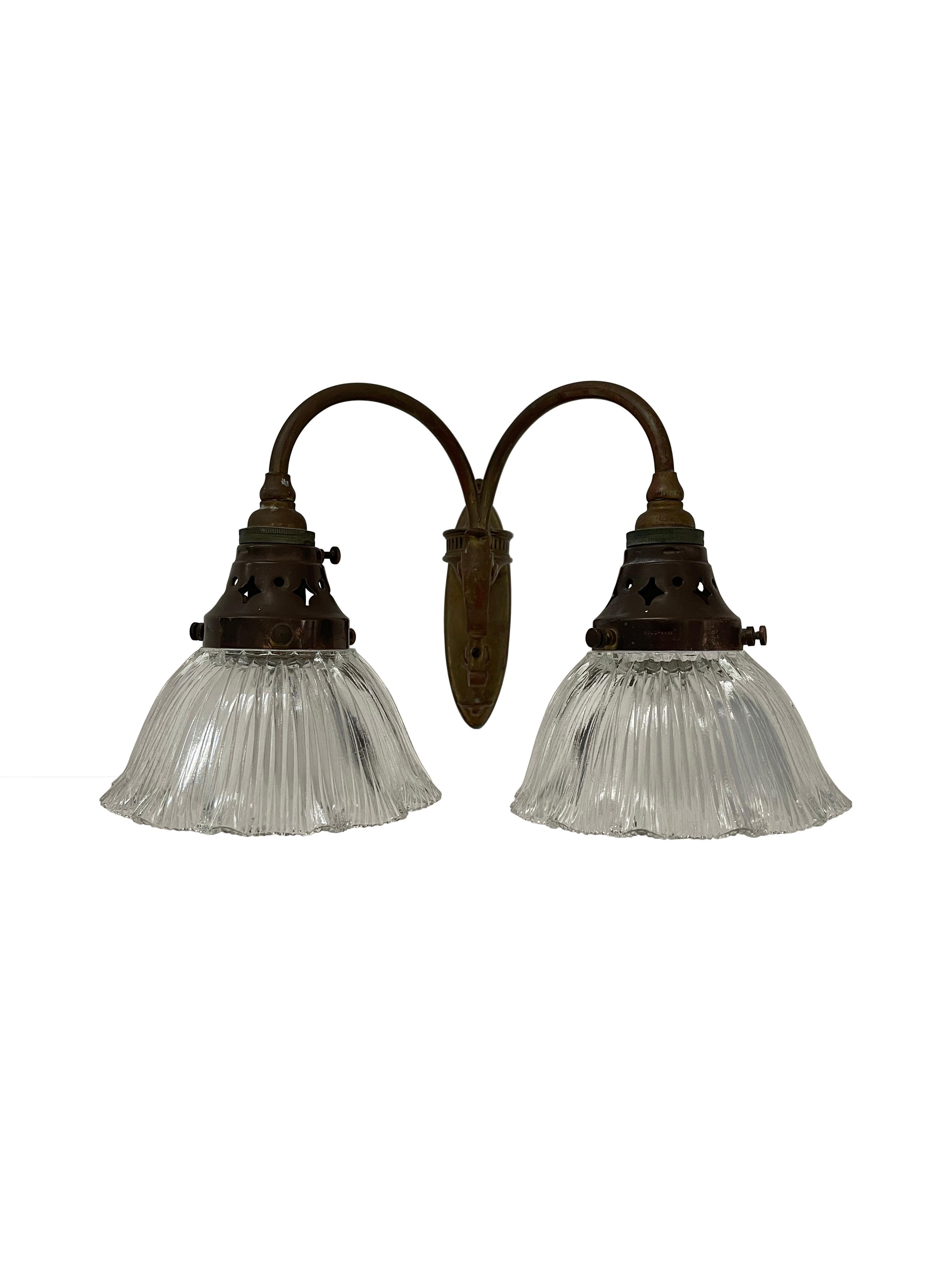 Large Antique Vintage Holophane Ceiling Chandelier Pendant Lamp Wall Light Set In Good Condition For Sale In Sale, GB