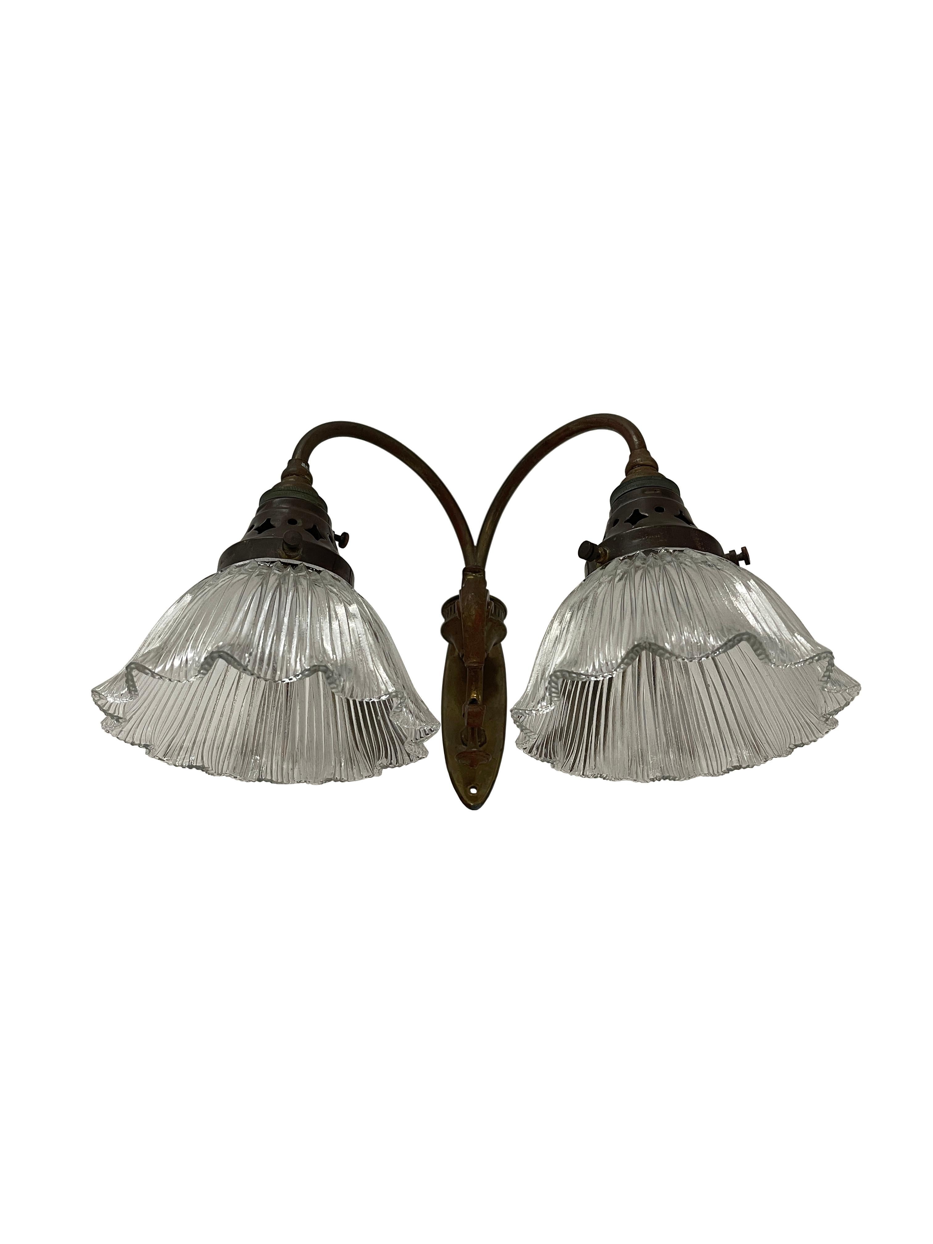 Large Antique Vintage Holophane Ceiling Chandelier Pendant Lamp Wall Light Set In Good Condition For Sale In Sale, GB
