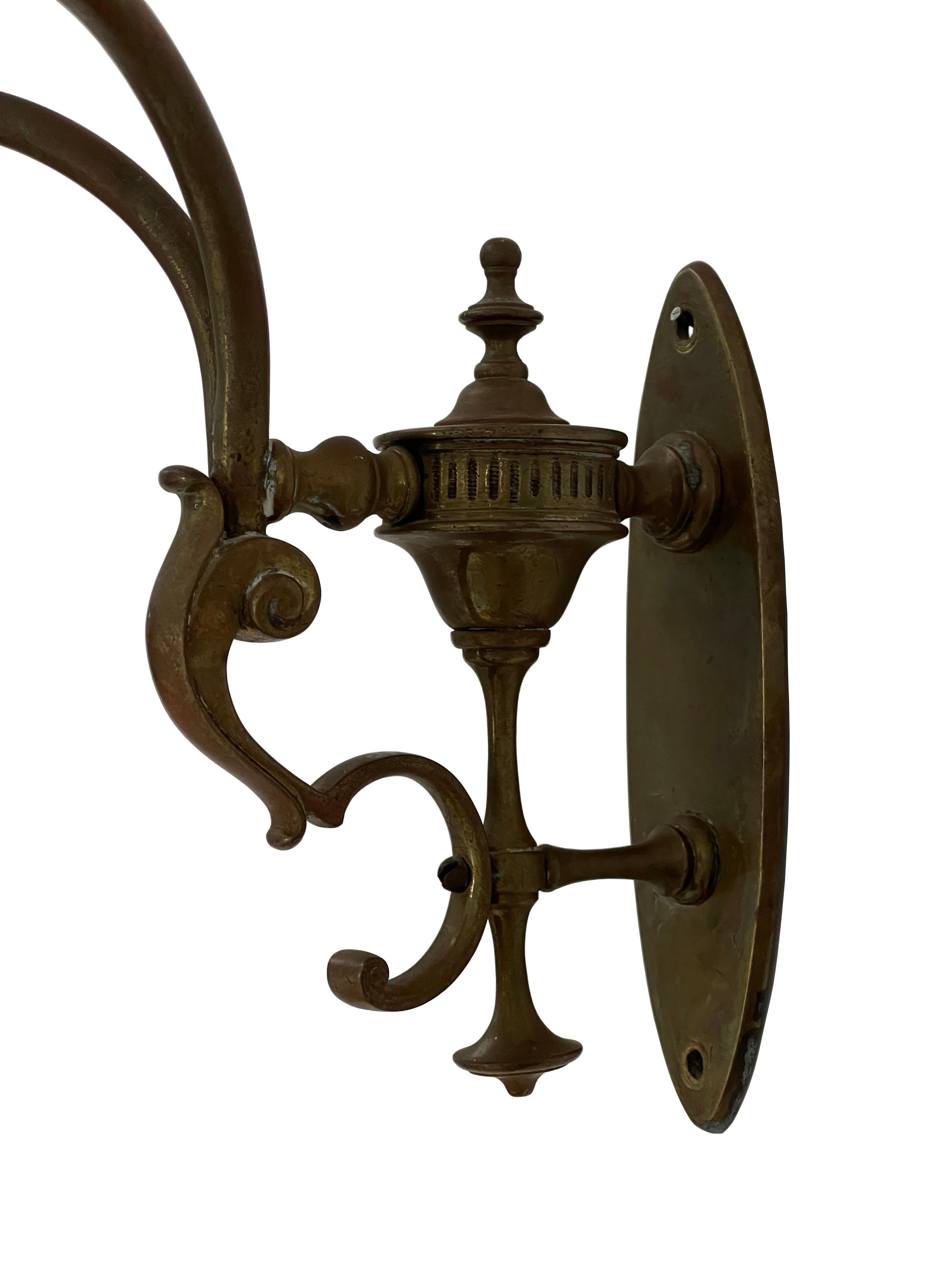 Brass Large Antique Vintage Holophane Ceiling Chandelier Pendant Lamp Wall Light Set For Sale