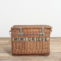 Große antike Vintage Wicker Theater Film Prop Lagerung Korb Trunk Box