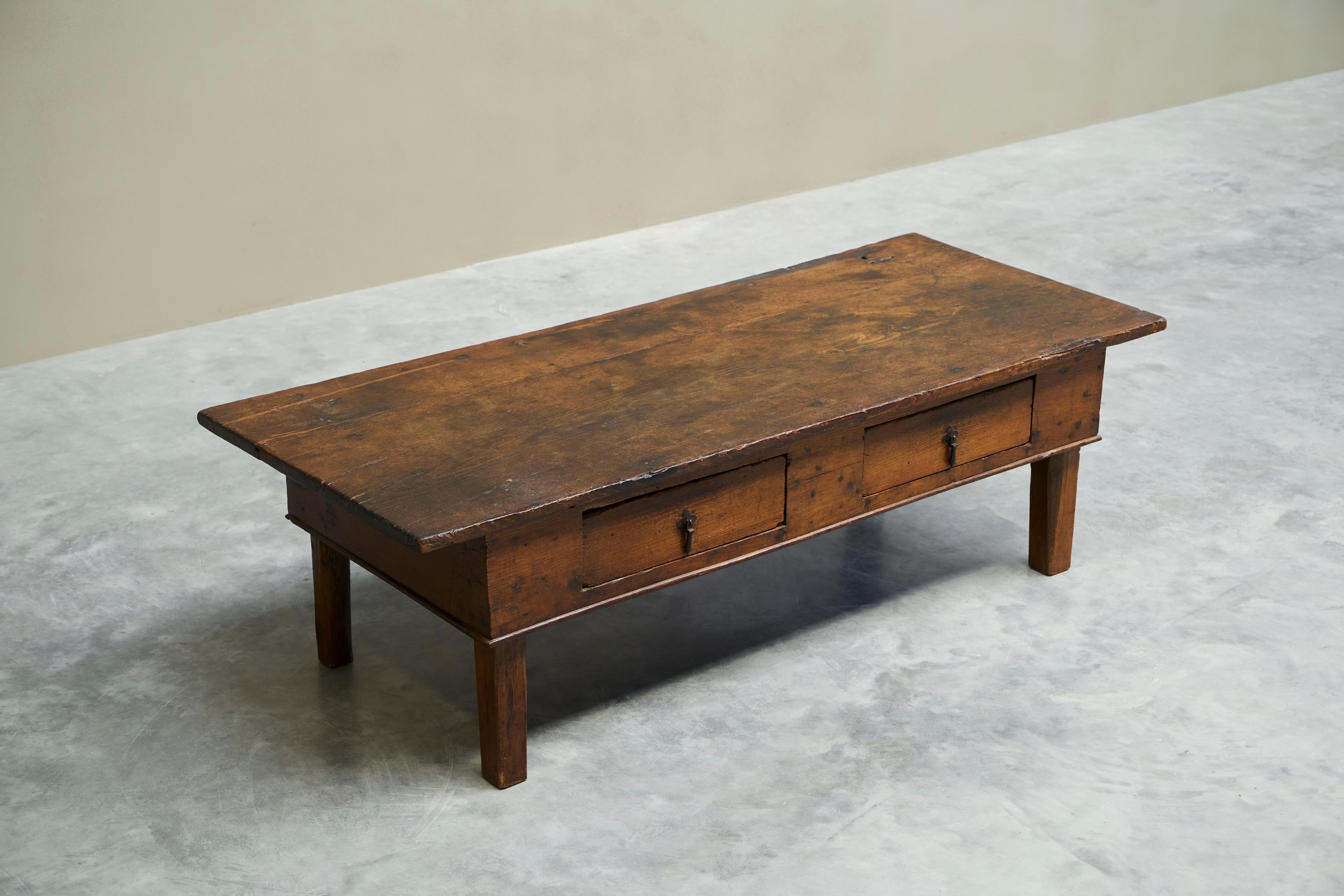 19th Century Large Antique Wabi Sabi Style Coffee Table in Oak For Sale