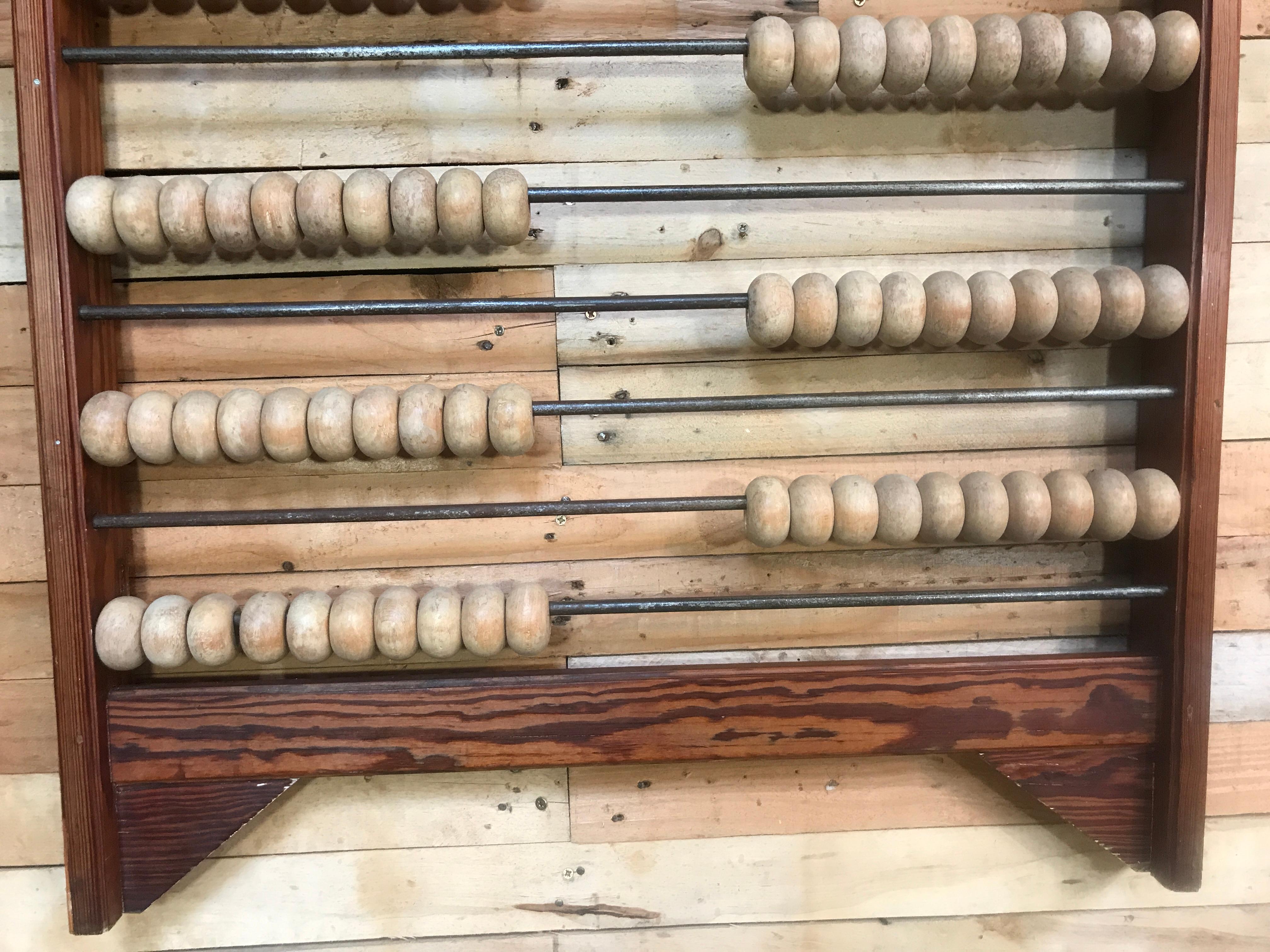 Arts and Crafts Large Antique Wall Hanging French Abacus