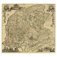 Large Antique Wall Map of Friesland by Vegelin van Claerbergen, 1739