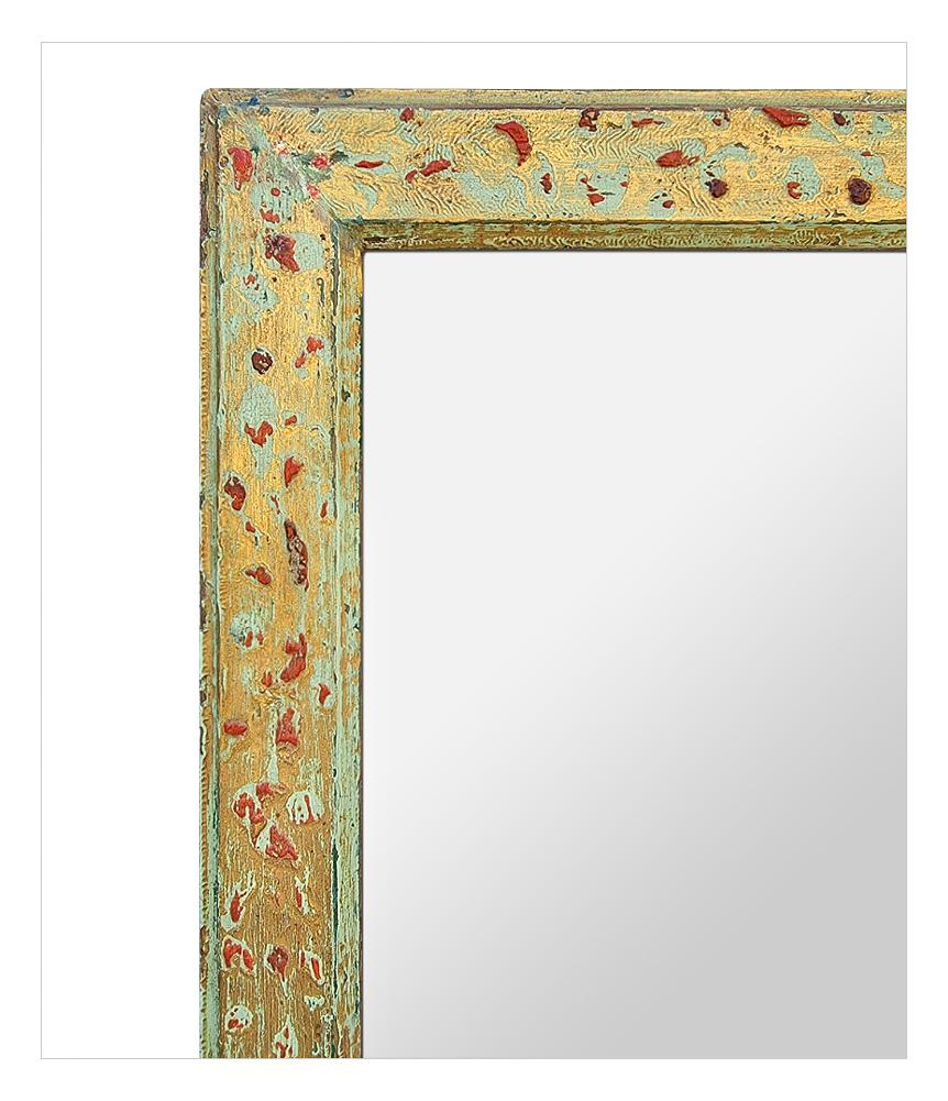 French Large Antique Wall Mirror, Green Colors, circa 1950 For Sale