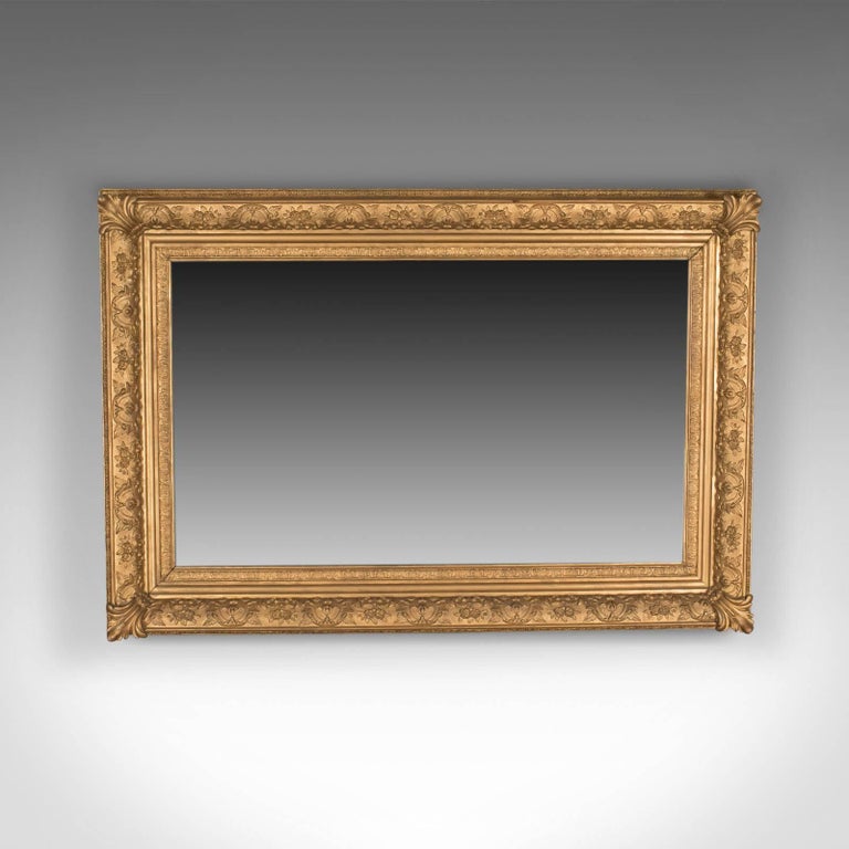 Large Antique Wall Mirror, Victorian, Gilt Gesso Frame, Overmantel