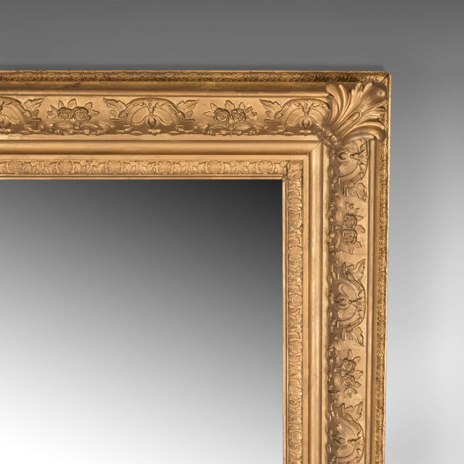 Large Antique Wall Mirror, Victorian, Gilt Gesso Frame, Overmantel, circa 1880 In Good Condition In Hele, Devon, GB