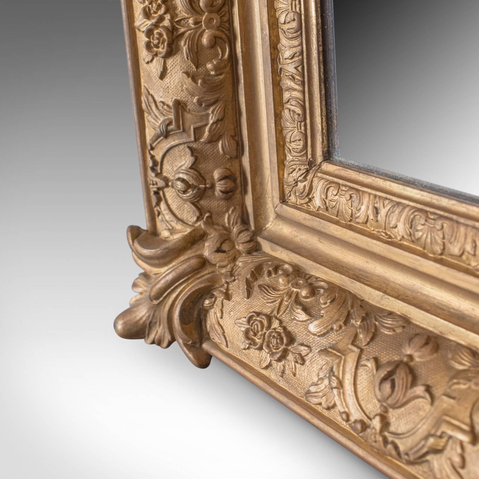 19th Century Large Antique Wall Mirror, Victorian, Gilt Gesso Frame, Overmantel, circa 1880