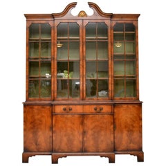 Large Antique Walnut Breakfront Bookcase