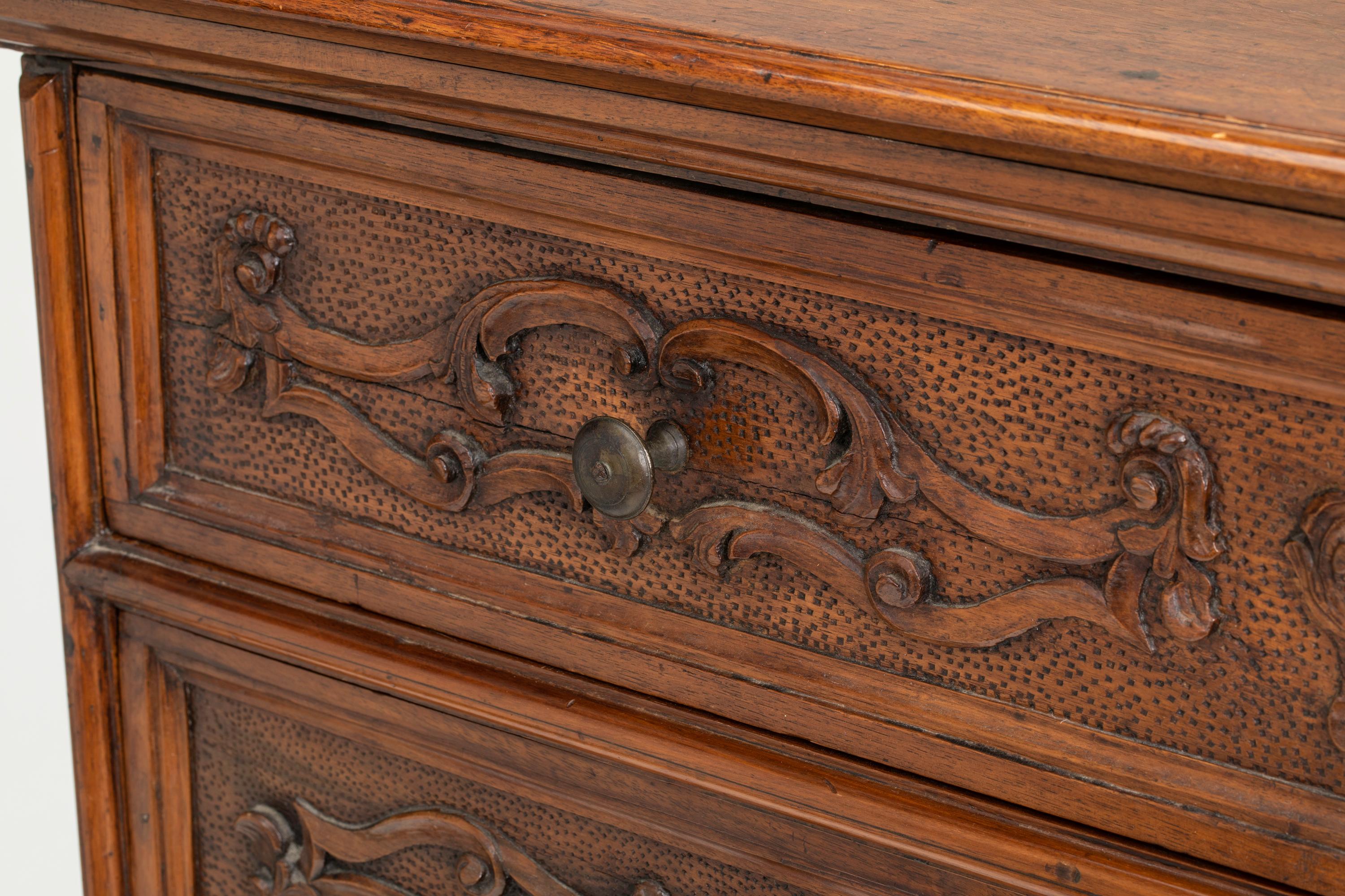 Hand-Carved  Chest of Drawers, Antique Walnut For Sale
