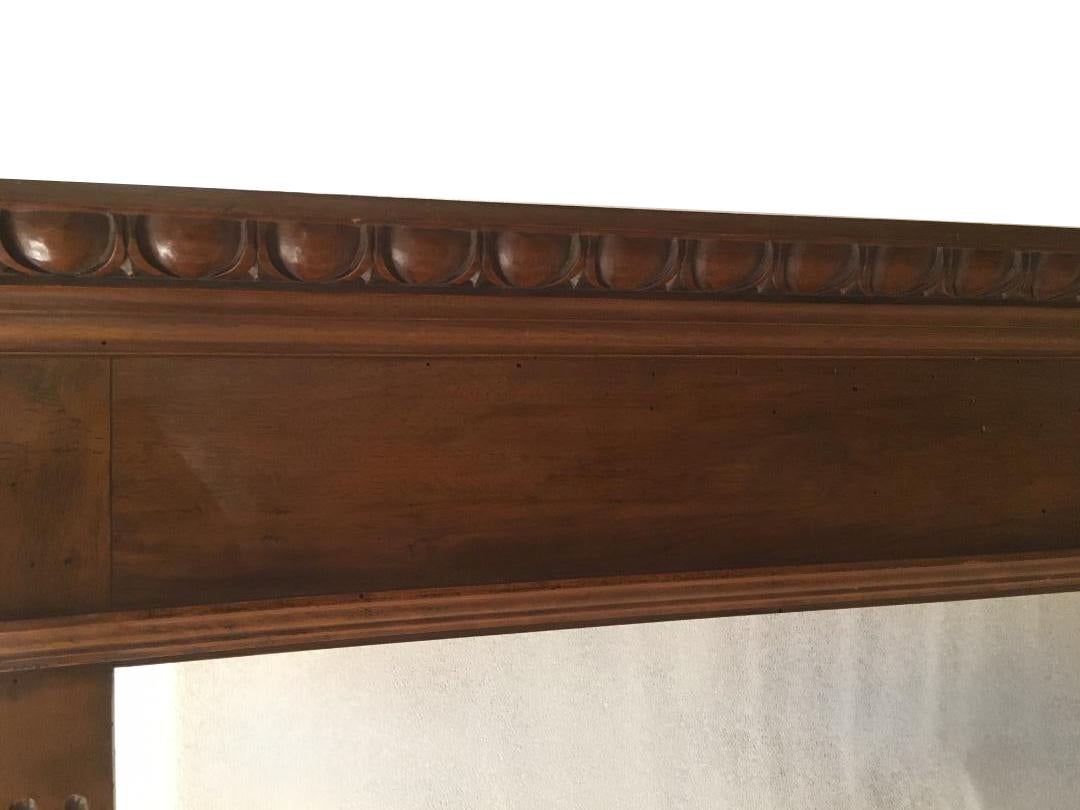 French Large Antique Walnut Mirror For Sale