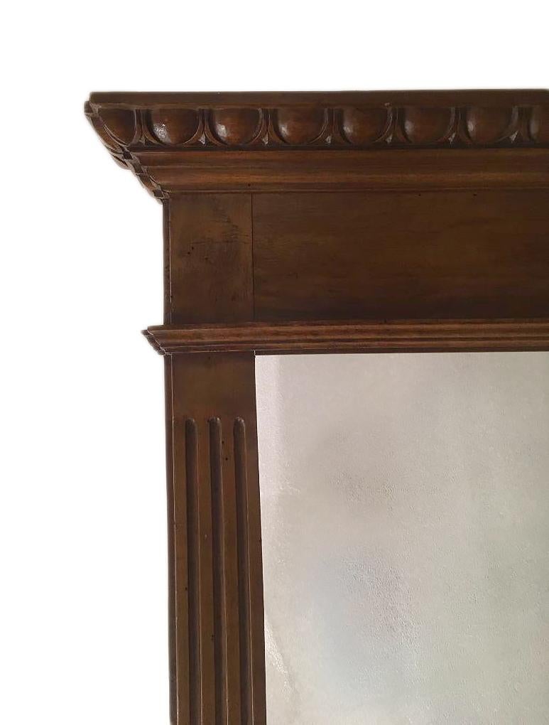 Carved Large Antique Walnut Mirror For Sale