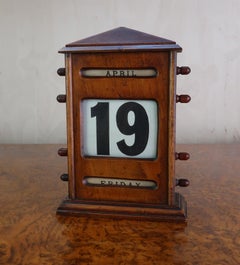 Large Antique Walnut Perpetual Desk Calendar. English, C.1900