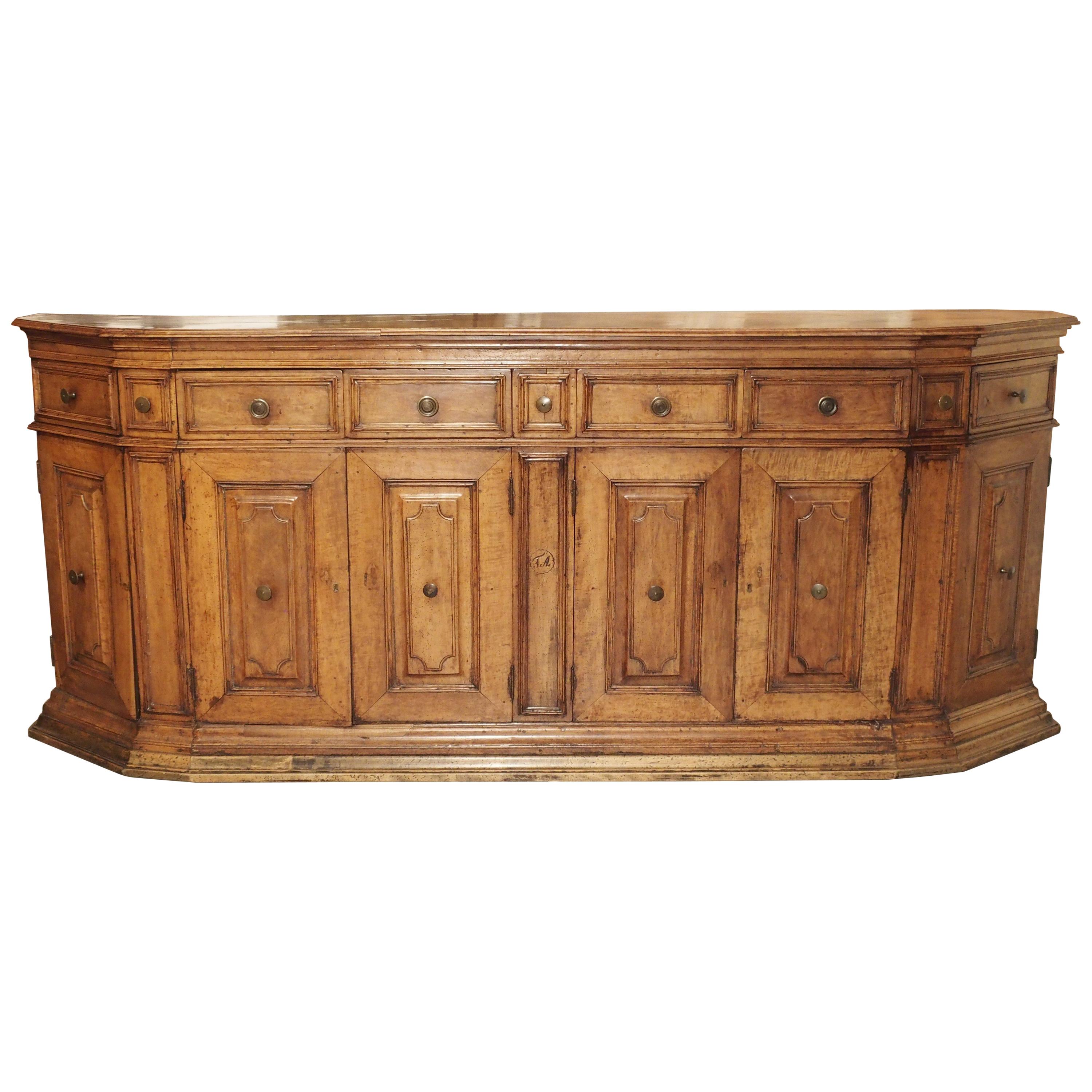 Large Antique Walnut Wood Credenza from Tuscany Italy, 17th Century