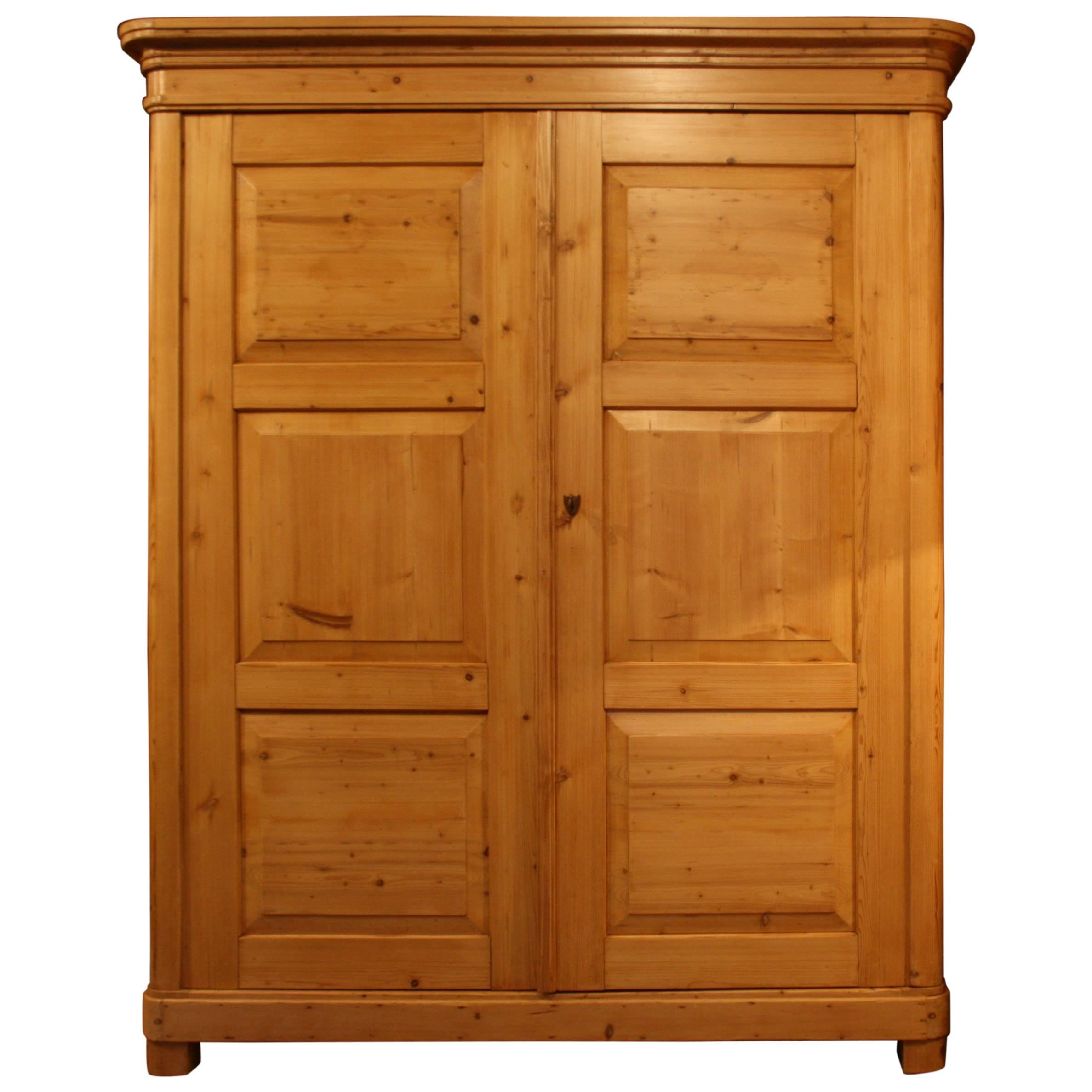 Large Antique Wardrobe Made of Pine, Northeastern Germany, 19th Century