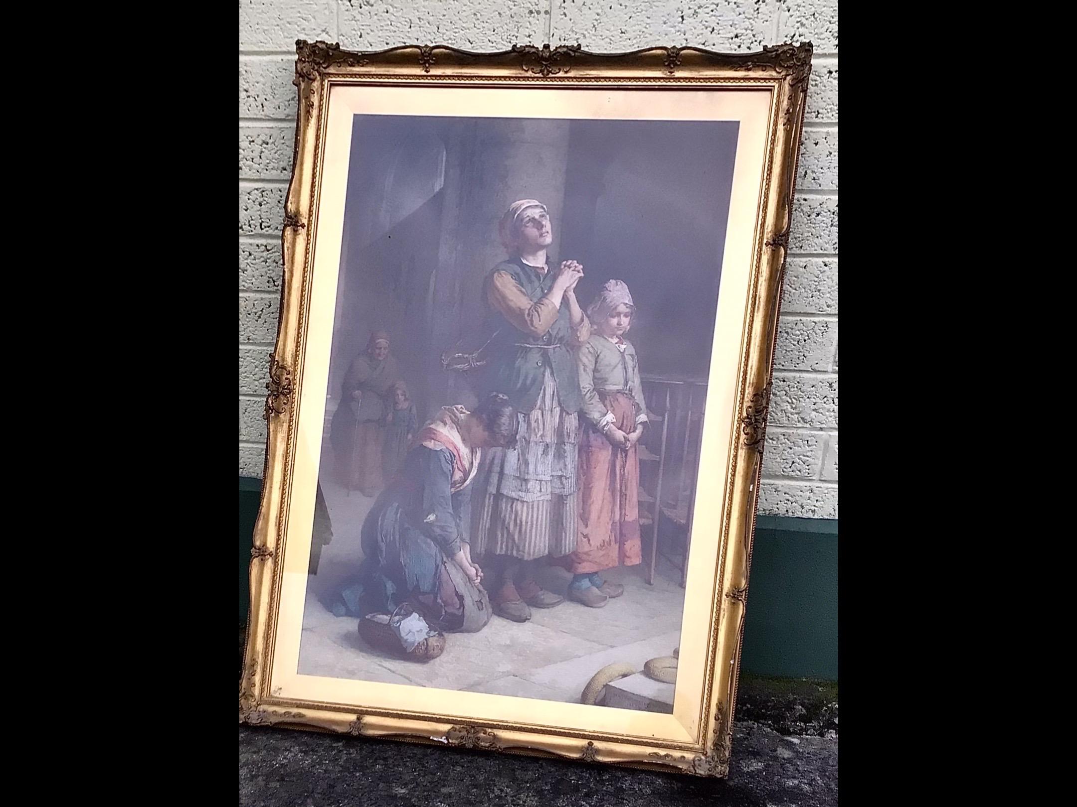 Large Antique Watercolour Painting Signed Weatherhead “Into Thy Hands Oh Lord” In Good Condition In Antrim, GB