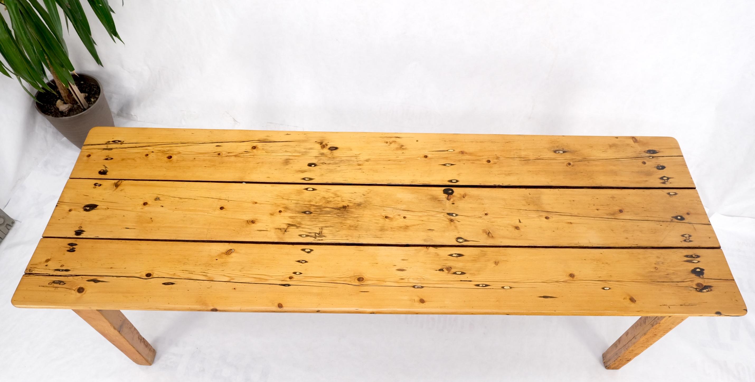 Large Antique Waxed Pine Harvest Farm Dining Table Primitive Natural  For Sale 3
