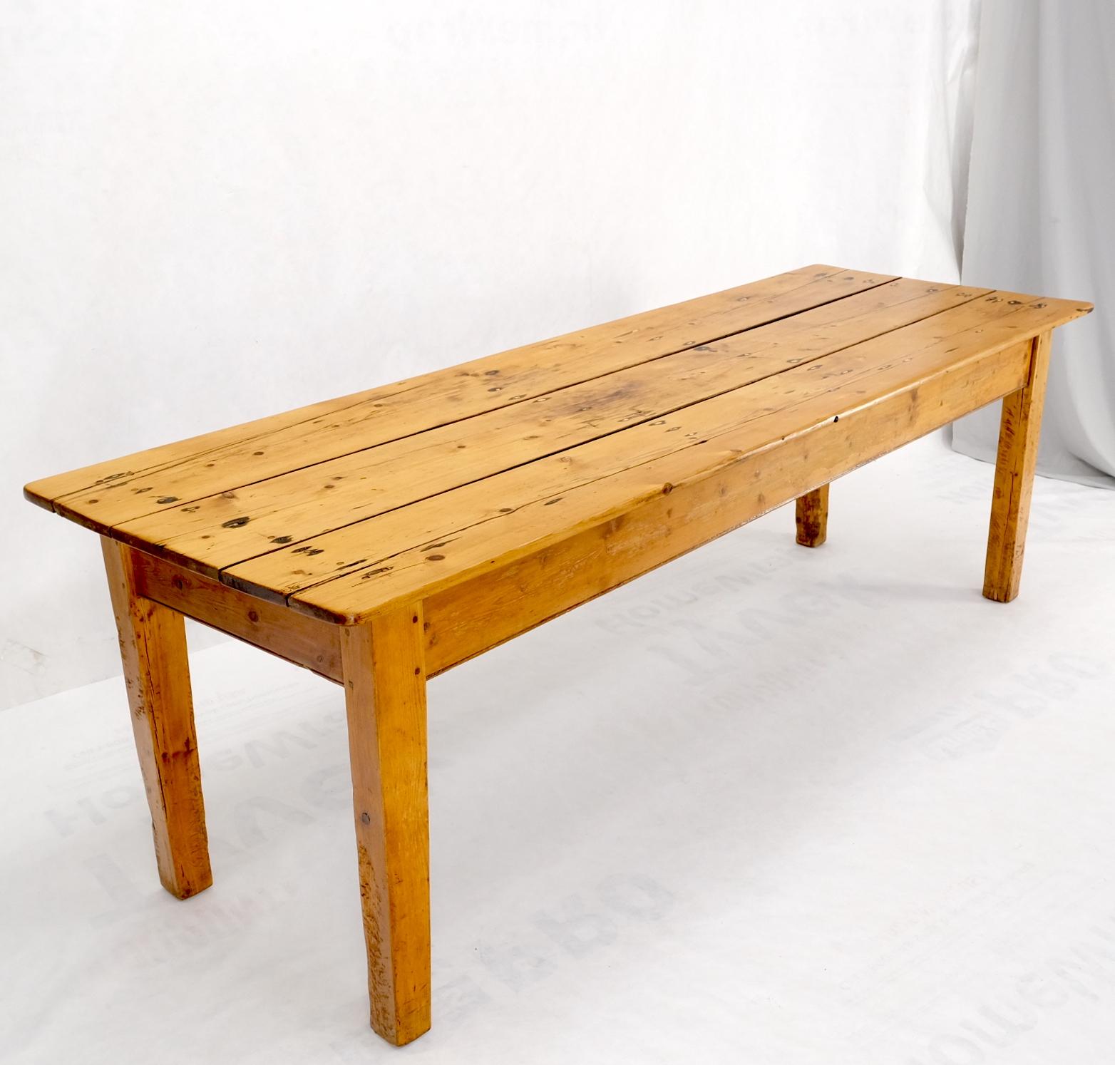 Large Antique Waxed Pine Harvest Farm Dining Table Primitive Natural  For Sale 5