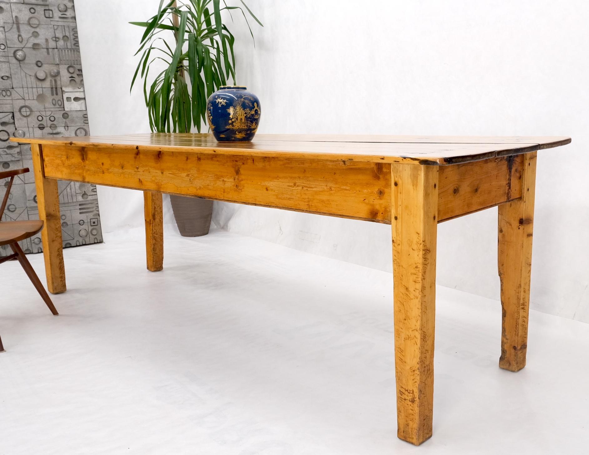 Large Antique Waxed Pine Harvest Farm Dining Table Primitive Natural  For Sale 7
