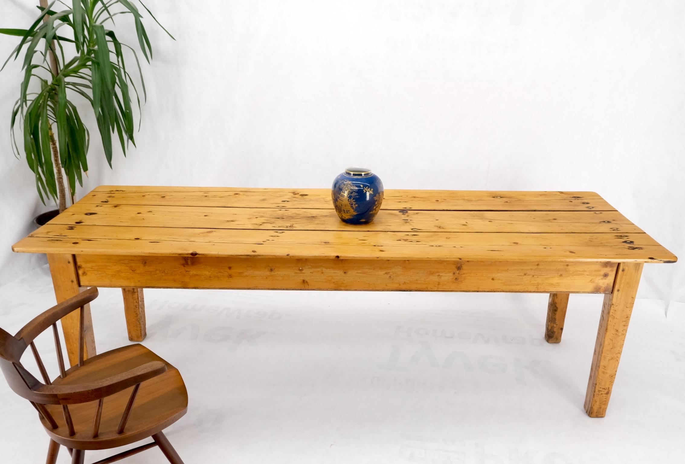 Large Antique Waxed Pine Harvest Farm Dining Table Primitive Natural  For Sale 8