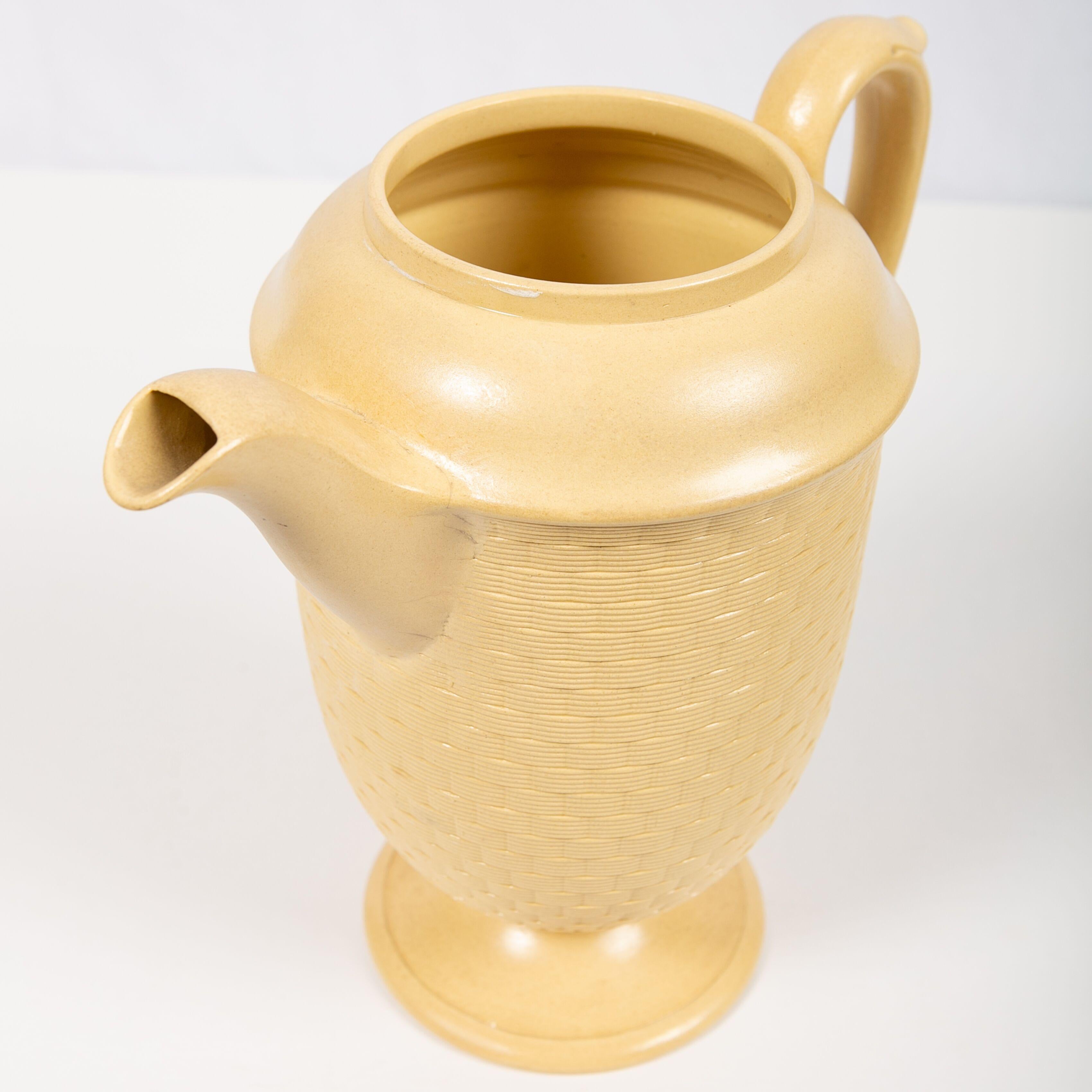 Mid-19th Century Large Antique Wedgwood Coffee Pot of Glazed Cane-Yellow Stoneware, circa 1830