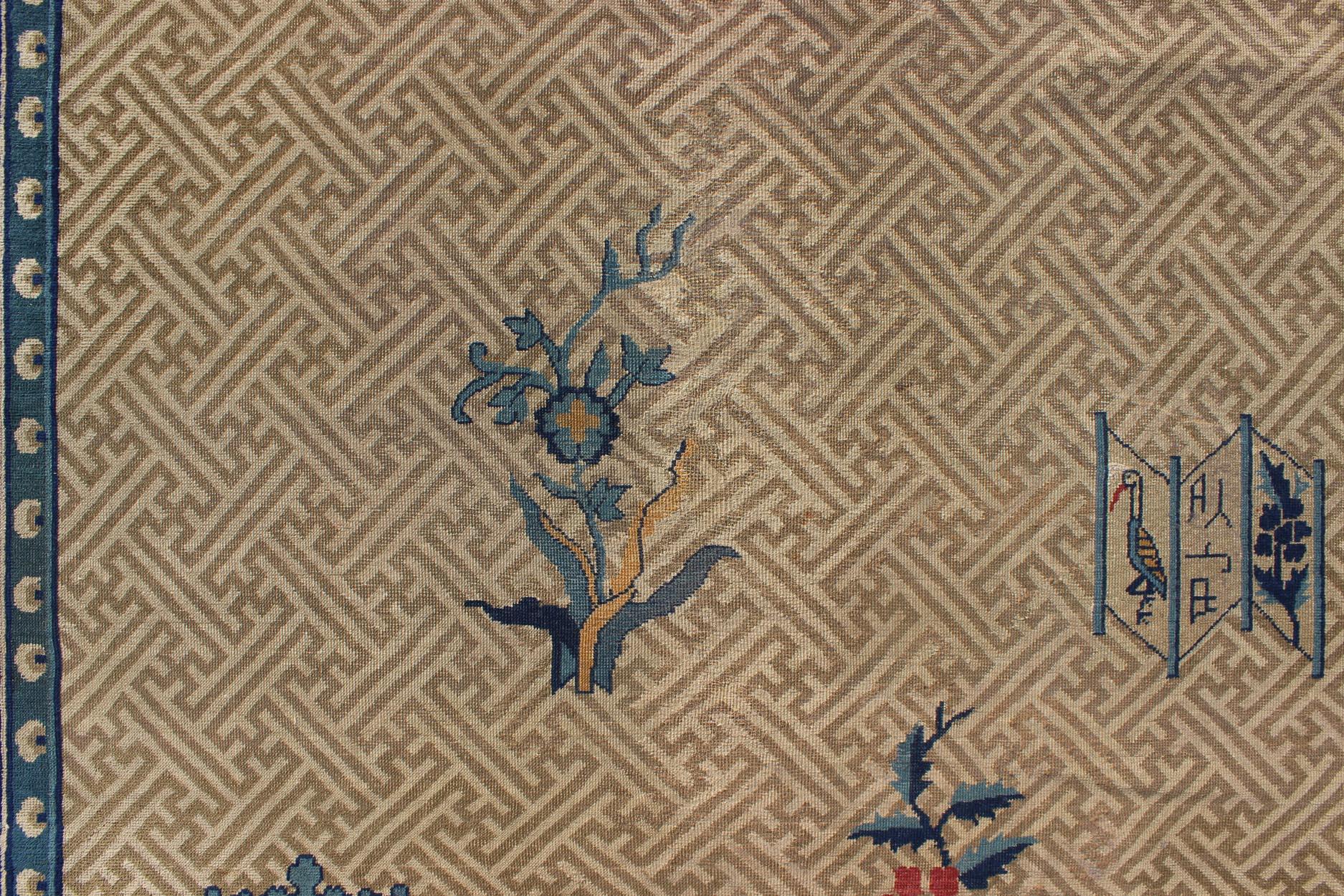 Grand tapis chinois occidental ancien   11'6