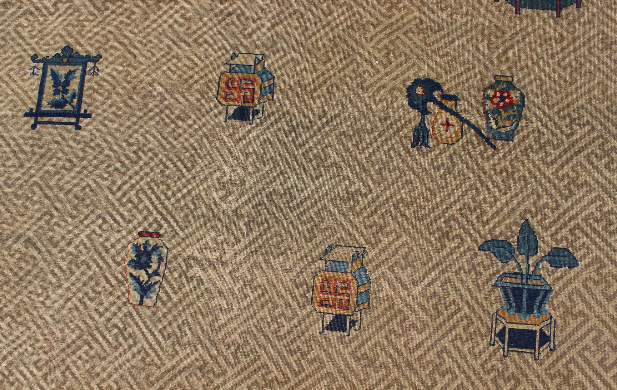 Laine Grand tapis chinois occidental ancien   11'6