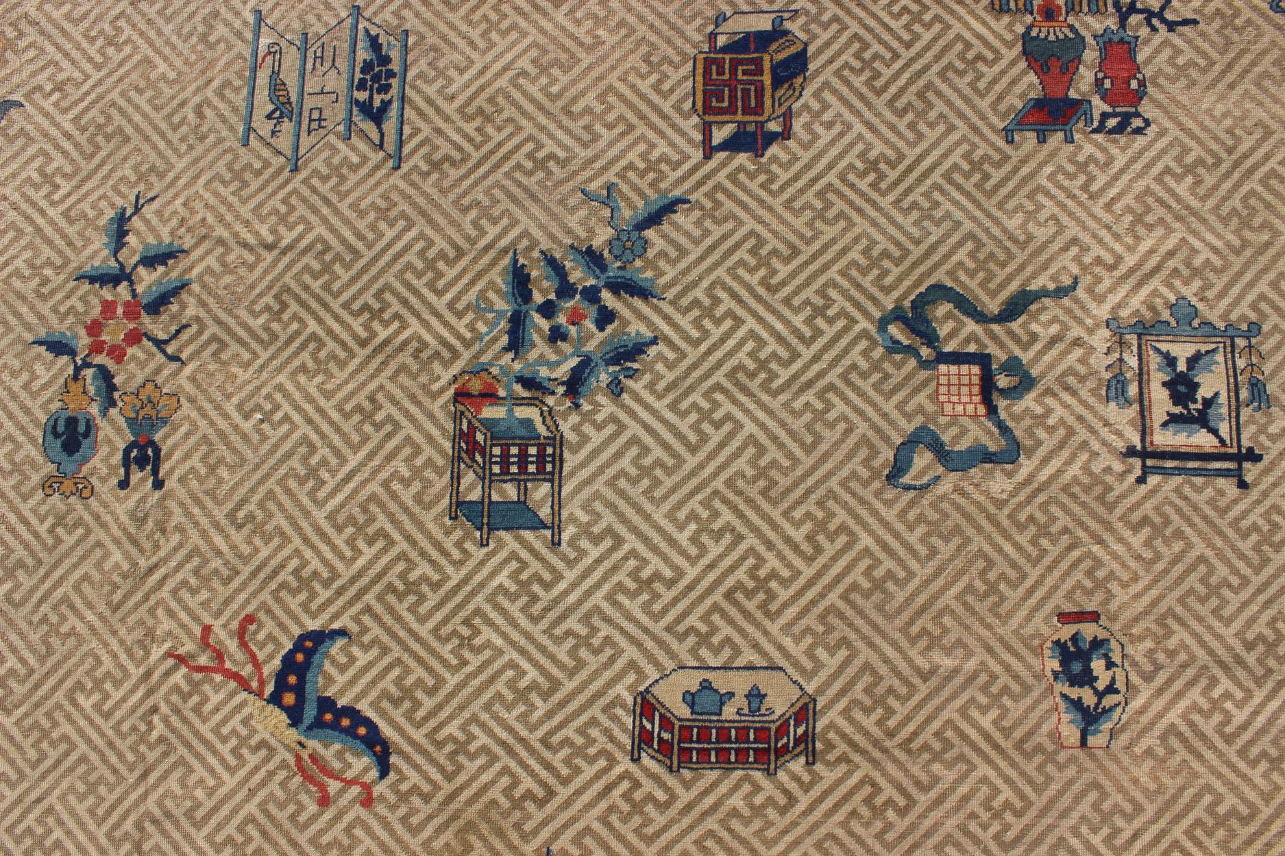 Grand tapis chinois occidental ancien   11'6