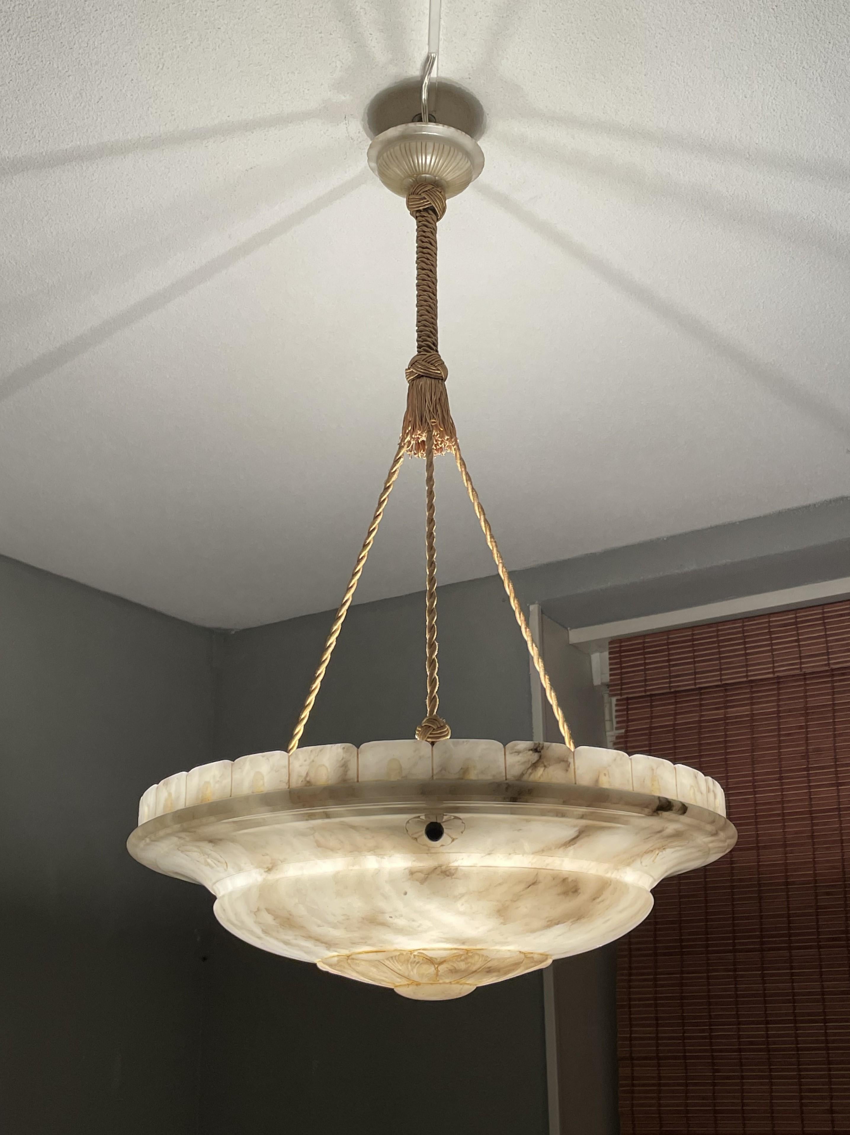 Large Antique White & Black Alabaster Pendant Chandelier w. Perfect Rope Chain 3