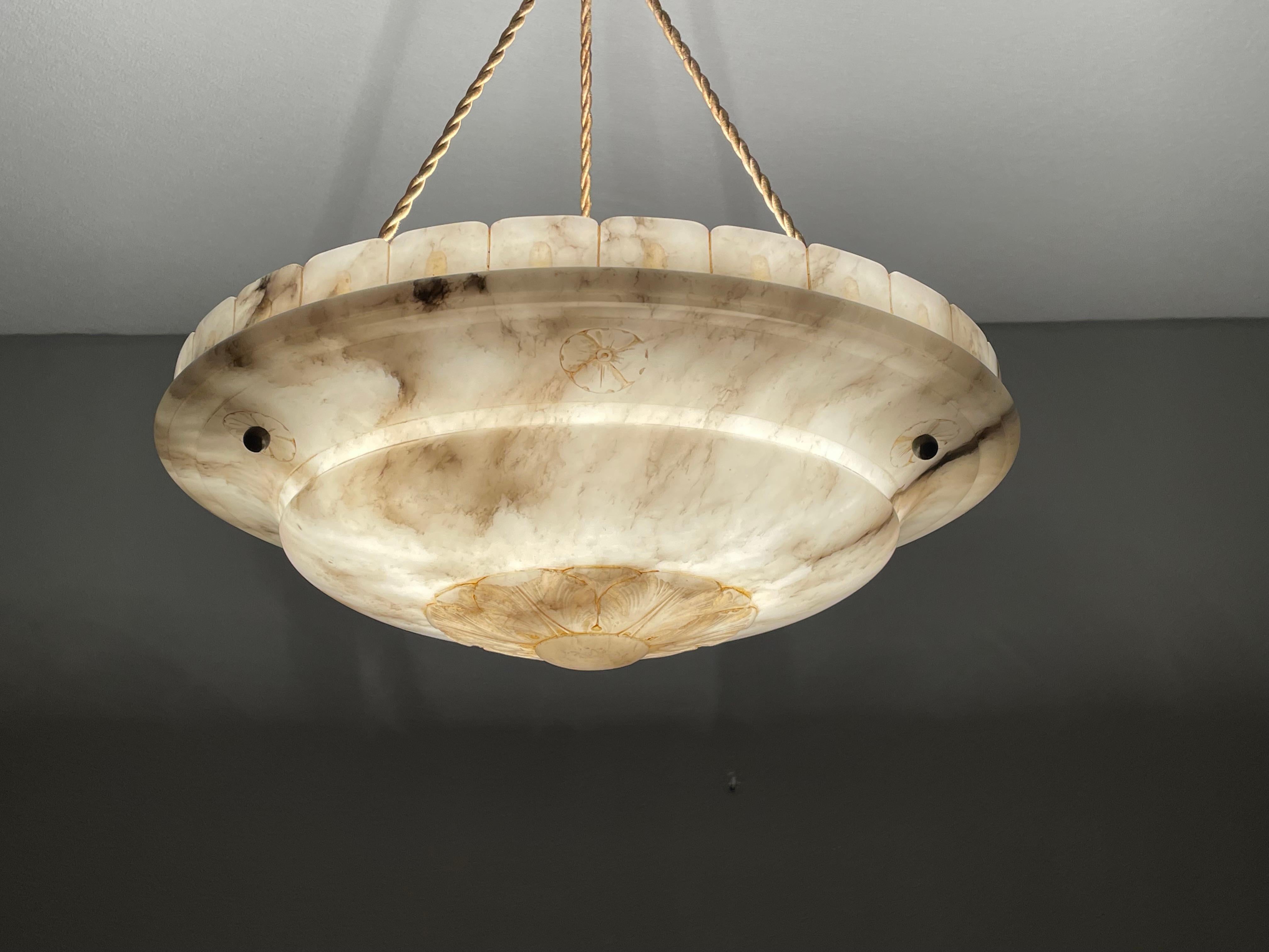 Large Antique White & Black Alabaster Pendant Chandelier w. Perfect Rope Chain 10