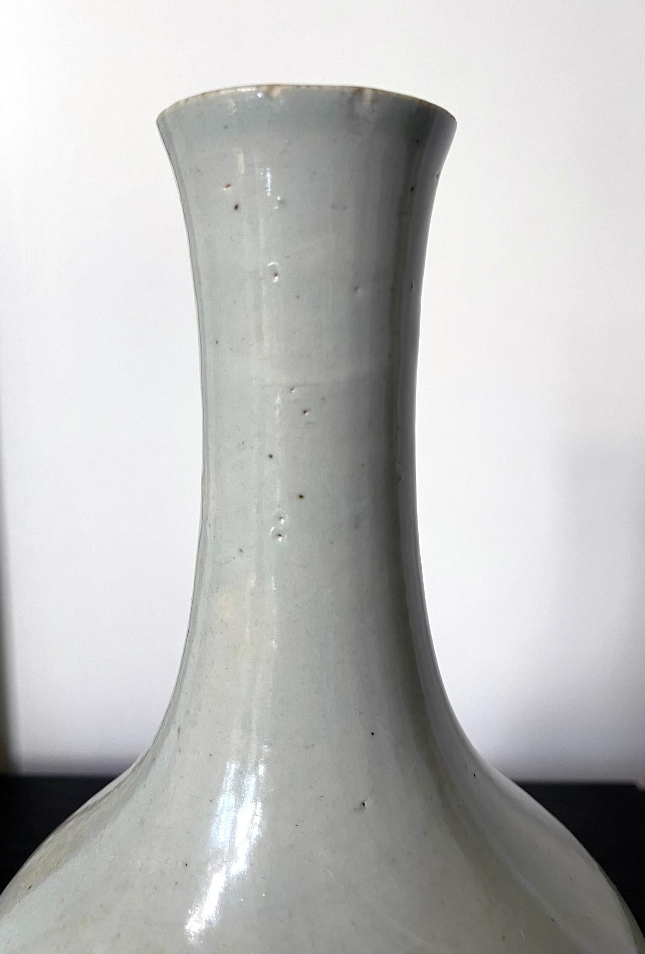 Other Large Antique White Glazed Bottle Vase Korean Ceramic Joseon Dynasty For Sale