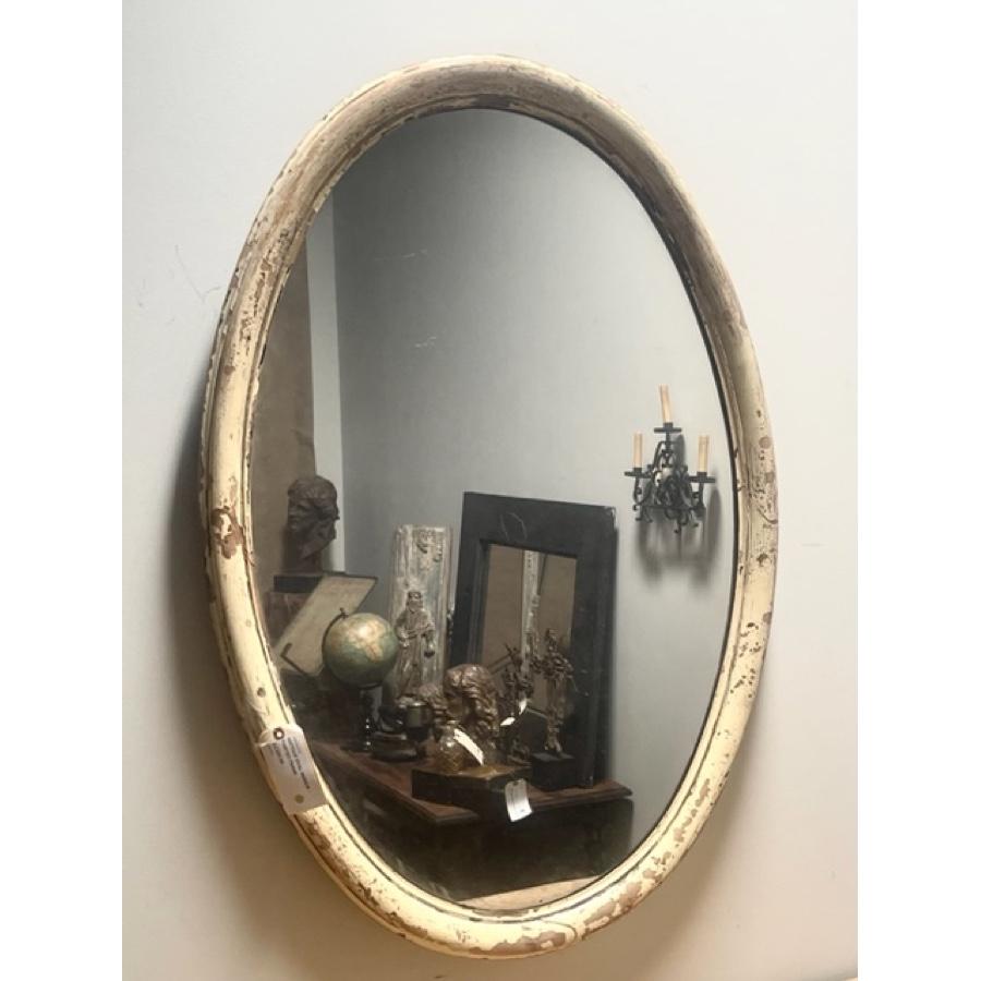 Large Antique White Oval Mirror

Dimensions: 3
