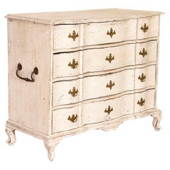Large Antique White Painted Chest of Drawers from Sweden