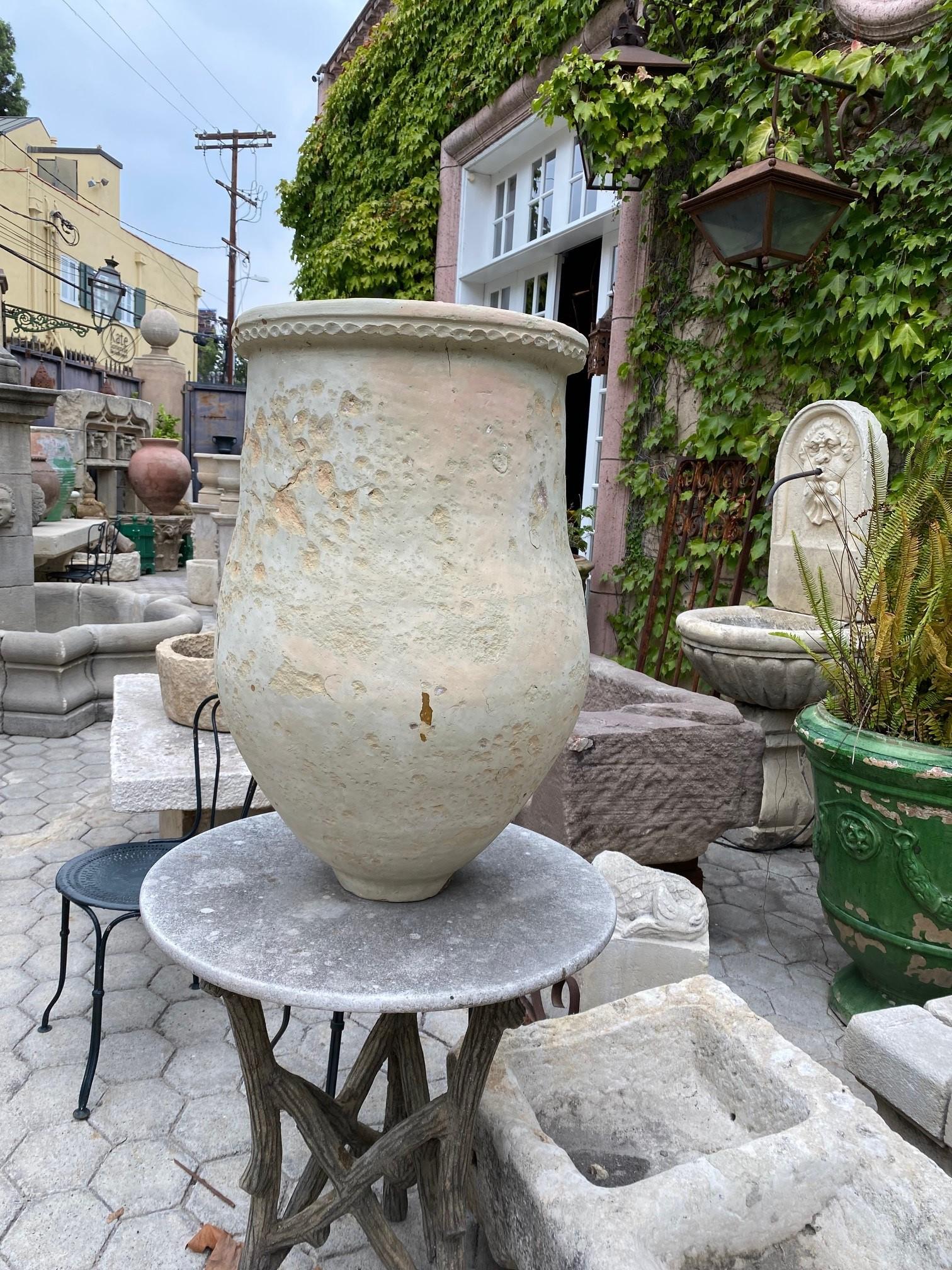 Cuit Grand pot à huile en terre cuite blanche antique pour olives, vendeur d'urnes de jardin et jardinière, LA CA