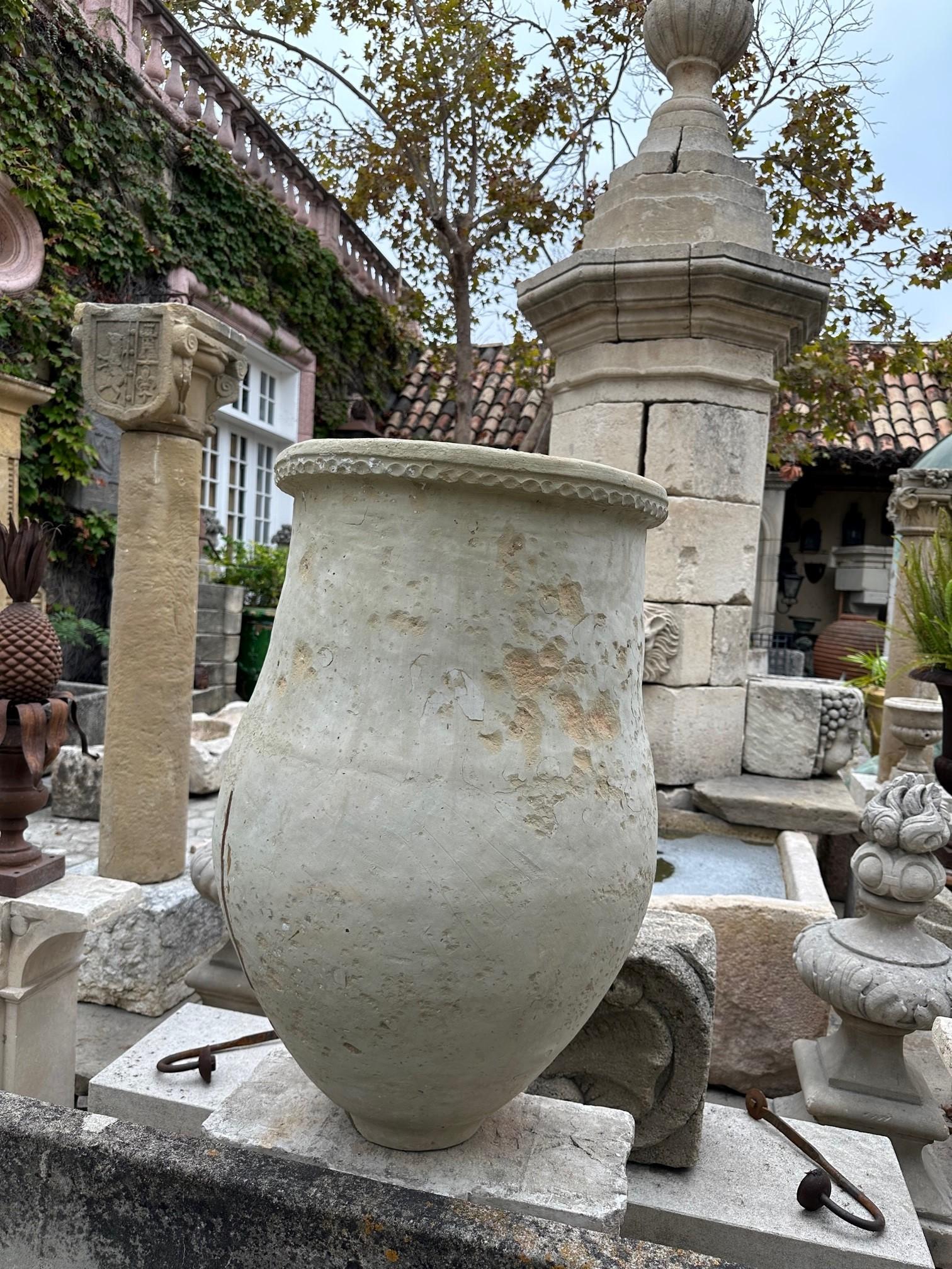Grand pot à huile en terre cuite blanche antique pour olives, vendeur d'urnes de jardin et jardinière, LA CA 3