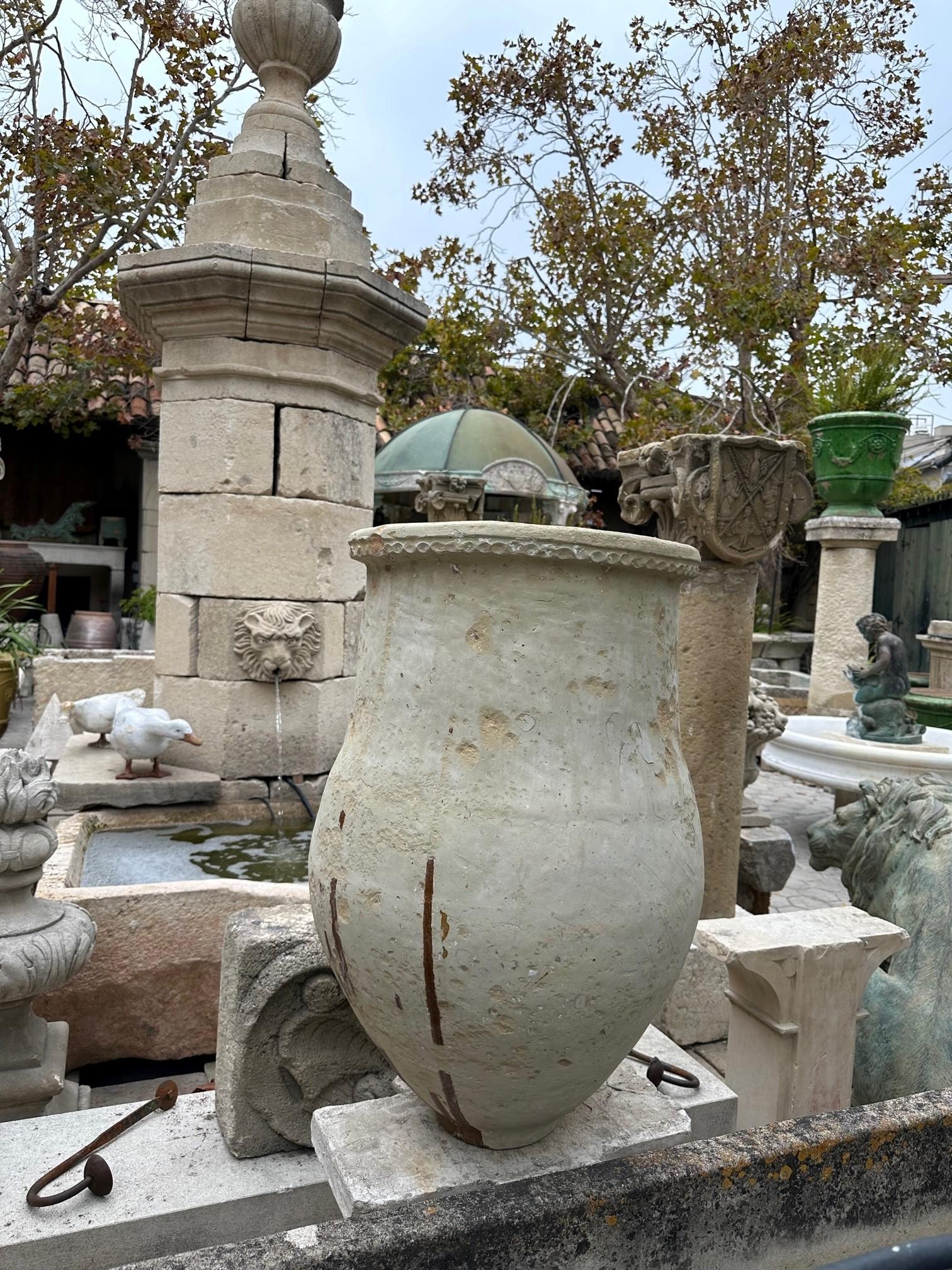 Grand pot à huile en terre cuite blanche antique pour olives, vendeur d'urnes de jardin et jardinière, LA CA 4