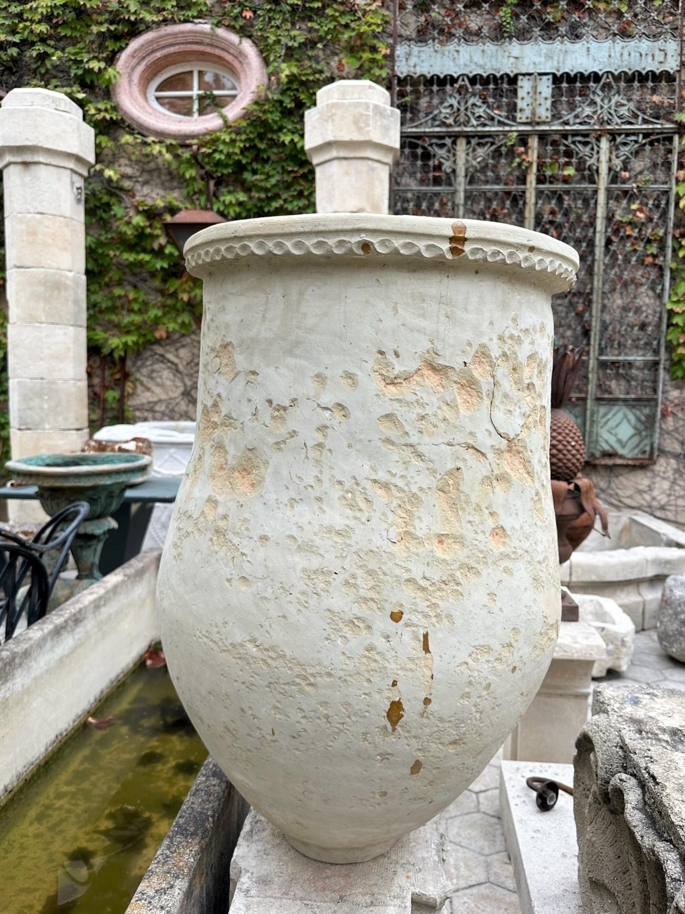 Grand pot à huile en terre cuite blanche antique pour olives, vendeur d'urnes de jardin et jardinière, LA CA 6