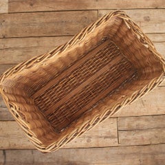 Large Antique Wicker French Laundry Champagne Grape Harvest Log Basket