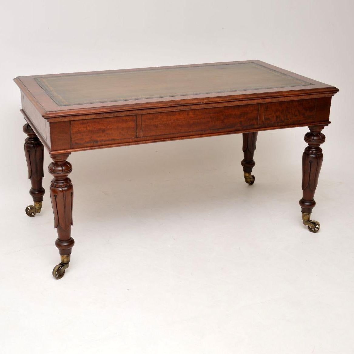 Mid-19th Century Large Antique William IV Mahogany Leather Top Writing Table or Desk