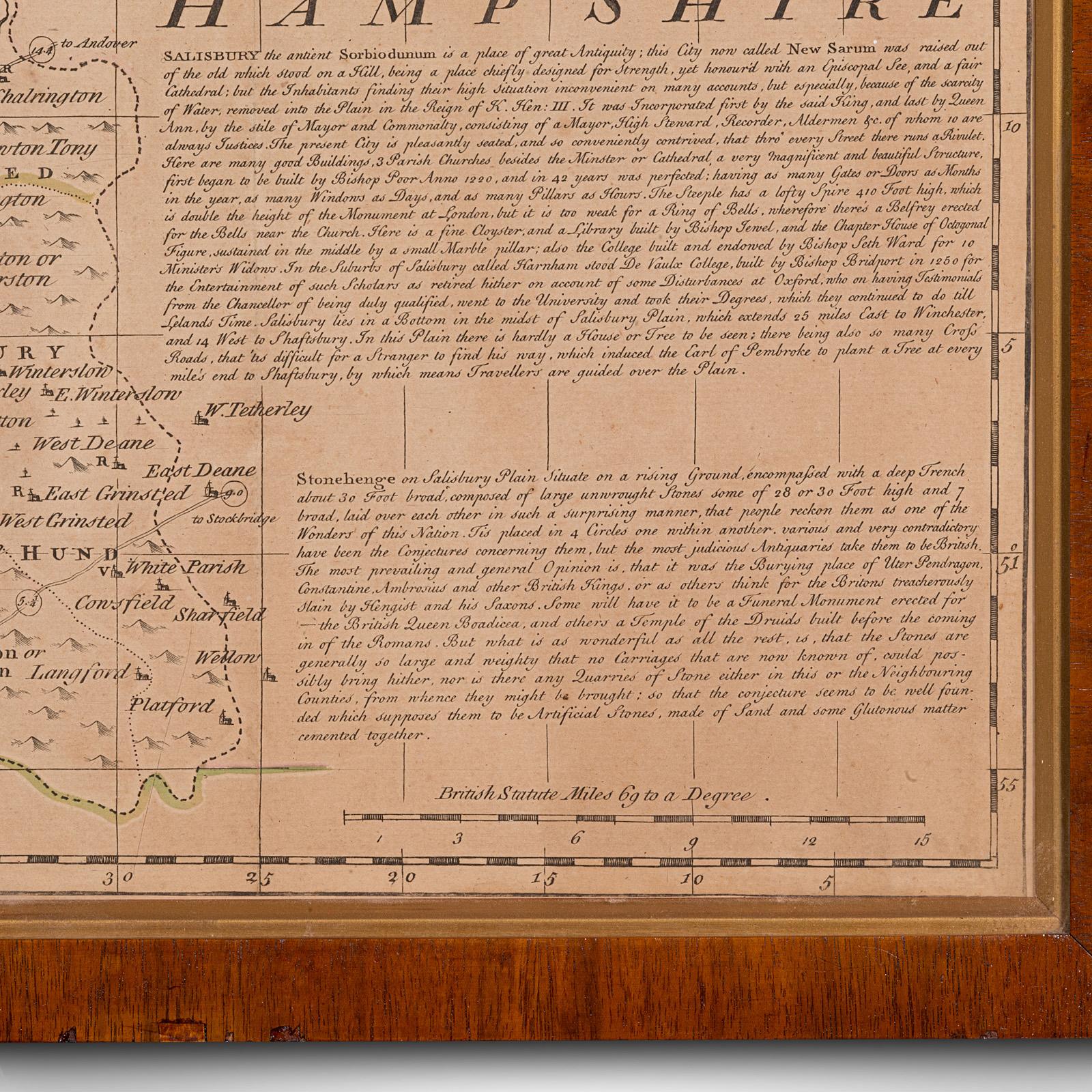 Large Antique Wiltshire Map, County Cartography, Framed, English, 18th Century For Sale 3
