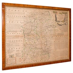 Large Antique Wiltshire Map, County Cartography, Framed, English, 18th Century