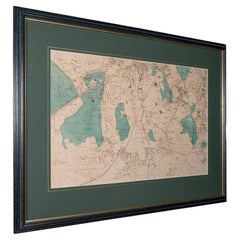 Large Antique Wimbledon Map, SW London, English, Framed Cartography, Victorian