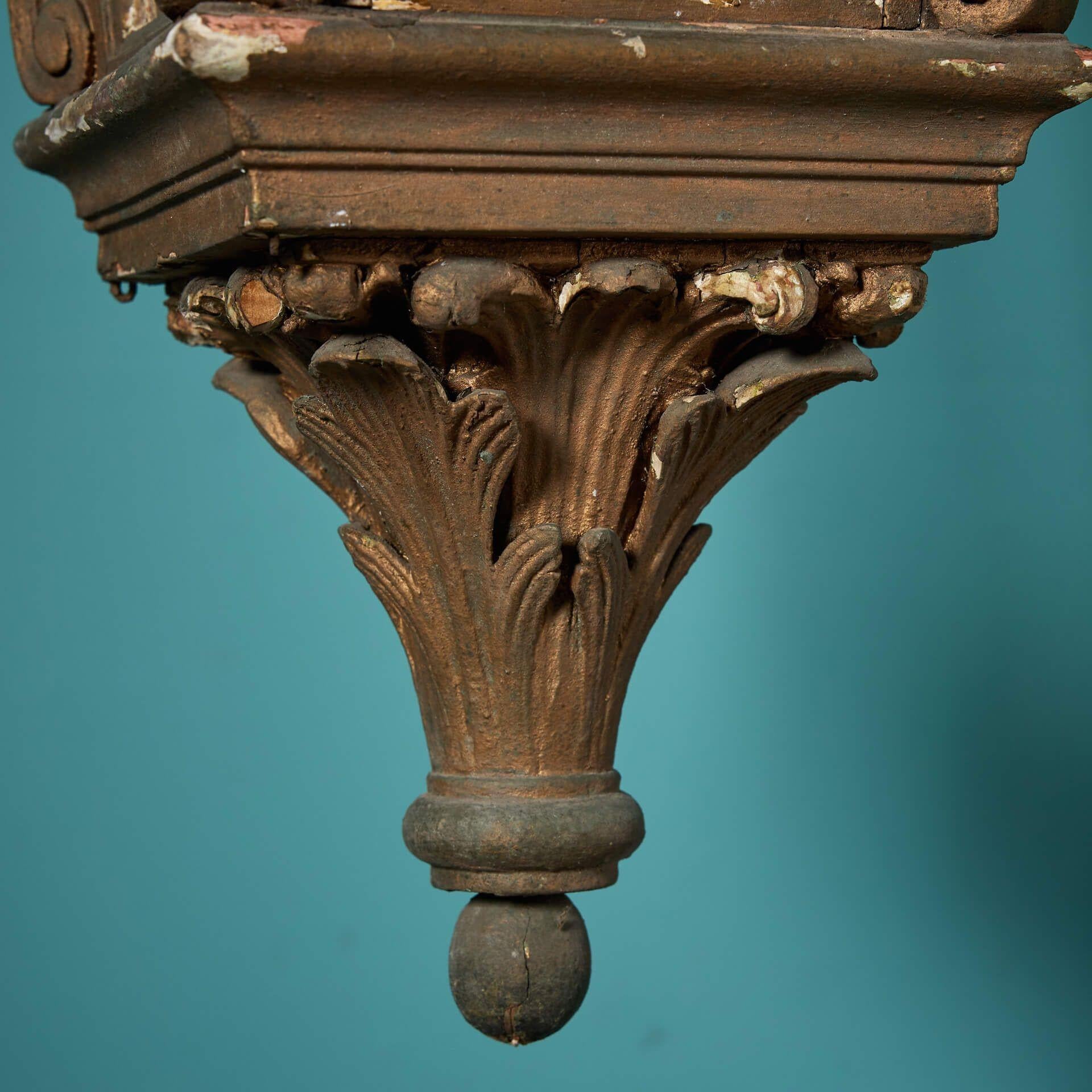 Gran farol colgante antiguo de madera y cristal en Bastante bueno estado para la venta en Wormelow, Herefordshire