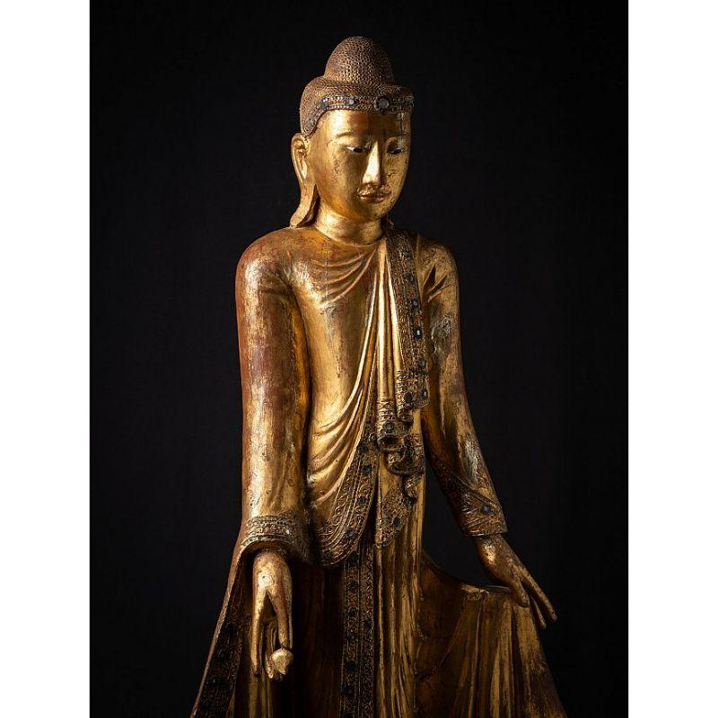 Large antique wooden Burmese Buddha statue from Burma For Sale 6