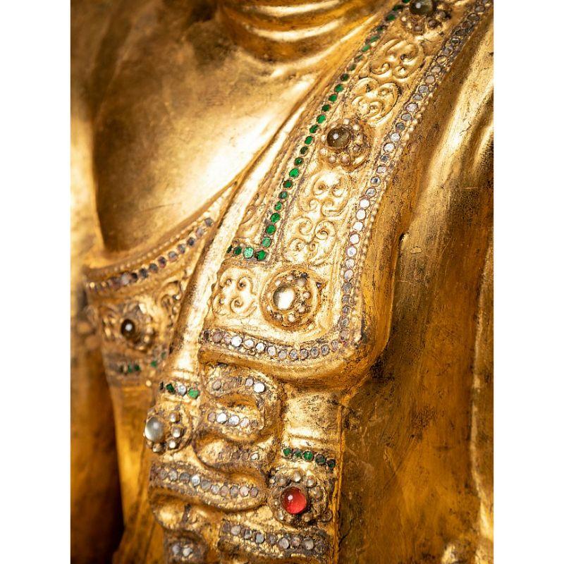 Large Antique Wooden Mandalay Buddha from Burma 5