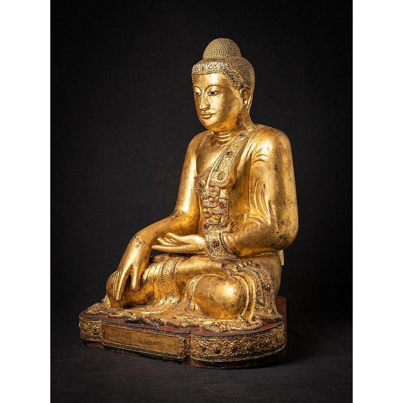 Large Antique Wooden Mandalay Buddha from Burma In Good Condition In DEVENTER, NL