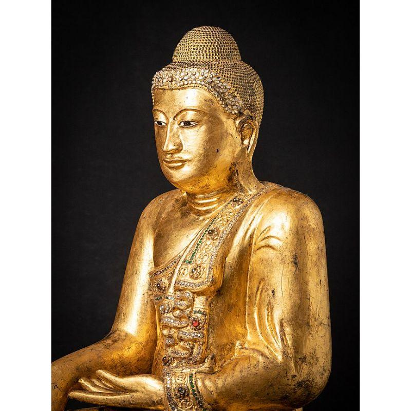 19th Century Large Antique Wooden Mandalay Buddha from Burma