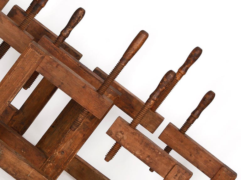 Large Antique Wooden Screws Clamps Clips, Set of 8 For Sale at 1stDibs